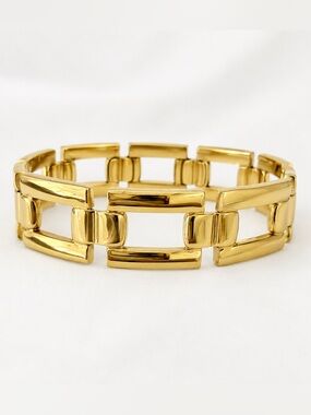 Gold Link Statement Bangle Bracelet